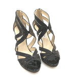 JIMMY CHOO COLLAR GLITTER SHOES BLACK/GOLD 39.5