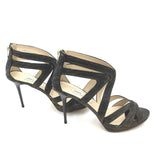 JIMMY CHOO COLLAR GLITTER SHOES BLACK/GOLD 39.5