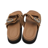 JIMMY CHOO MARGA CRYSTAL EMBELLISHED LUXE SHOES TAN 38.5