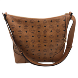 MCM "KLARA" VISETOS LARGE HOBO LUXE HANDBAG COGNAC 14” x 12” x 4”