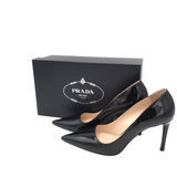 PRADA PATENT LEATHER PUMPS LUXE SHOES BLACK 38