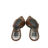 GIVENCHY LEATHER KITTEN HEEL SLINGBACK LUXE SHOES BROWN 38.5