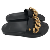VERSACE MEDUSA CHAIN SLIDES LUXE SHOES BLACK 6