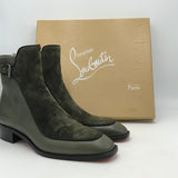 CHRISTIAN LOUBOUTIN RET:$1095 "ECRITOIR" FLAT ANKLE BOOTS LUXE SHOES BLACK 40.5