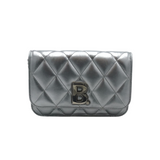 BALENCIAGA QUILTED WALLET ON CHAIN LUXE HANDBAG SILVER