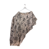 TRINA TURK TUNIC ANIMAL PRINT CAP SLEEVE DESIGNER TOP CREAM BLACK XL