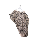 TRINA TURK TUNIC ANIMAL PRINT CAP SLEEVE DESIGNER TOP CREAM BLACK XL