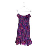 TRINA TURK RET$338 SILK PAISLEY STRAPLESS DESIGNER DRESS PURPLE PINK 4