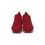 CHRISTIAN LOUBOUTIN SWAROVSKI SPIKE SOCK SNEAKERS LUXE SHOES RED 37