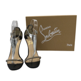 CHRISTIAN LOUBOUTIN ATHENA ALTA 100 PUMPS LUXE SHOES SILVER/BLACK 37.5