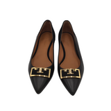 TORY BURCH RET$225 POINTY LEATHER FLATS SHOES BLACK 8M