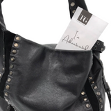 JIMMY CHOO LEATHER/SUEDE TOTE LUXE HANDBAG BLACK