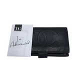 CHANEL TIMELESS "CC" LONG SNAP LUXE WALLET BLACK