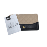 CHANEL QUILTED "GABRIELLA LUXE WALLET BLACK/TAUPE