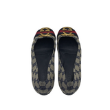 GUCCI GG CANVAS BALLET FLATS w/ BUCKLE LUXE SHOES BLUE/RED 38.5