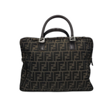 FENDI ZUCCA CANVAS LUXE HANDBAG BLACK/GREEN