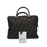 FENDI ZUCCA CANVAS LUXE HANDBAG BLACK/GREEN