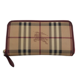 BURBERRY HAYMARKET CHECK PRINT w/BOX LUXE WALLET RED/BEIGE