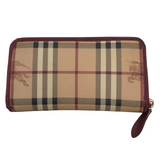 BURBERRY HAYMARKET CHECK PRINT w/BOX LUXE WALLET RED/BEIGE