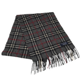 BURBERRY CASHMERE PLAID SCARF LUXE ACCESSORIES GREY/RED