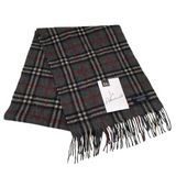 BURBERRY CASHMERE PLAID SCARF LUXE ACCESSORIES GREY/RED