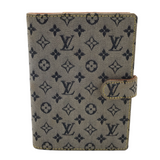 LOUIS VUITTON MINI LIN PM AGENDA LUXE ACCESSORIES BLUE 4” x 5 1/2” x 1/2”