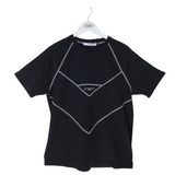 GIVENCHY RAGLAN SLEEVE OVERLOCK STITCHED MEN SHIRT BLACK WHITE SMALL