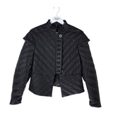 BURBERRY CHEVRON QUILTED LEATHER DESIGNER JACKET BLACK SMALL
