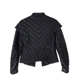 BURBERRY CHEVRON QUILTED LEATHER DESIGNER JACKET BLACK SMALL