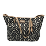 COACH LOGO TOTE HANDBAG BLACK WHITE