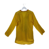 JOHNNY WAS EMBROIDERED TUNIC DESIGNER TOP YELLOW RED SMALL