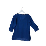 JOHNNY WAS EMBROIDERED 3/4 SLEEVE DESIGNER TOP BLUE RED SMALL
