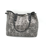 MCM SHOPPER TOTE FAUX SNAKE LUXE HANDBAG GREY