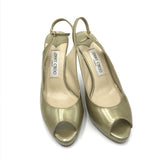 JIMMY CHOO PATENT LEATHER SLINGBACK LUXE SHOES GOLD 38