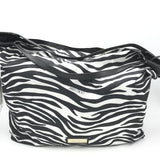 JIMMY CHOO NYLON ZEBRA EXTRA LARGE ECO BAG LUXE HANDBAG BLACK/WHITE