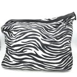 JIMMY CHOO NYLON ZEBRA EXTRA LARGE ECO BAG LUXE HANDBAG BLACK/WHITE