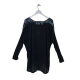 BIYA LONG SLEEVE DESIGNER TOP BLACK BLUE SMALL
