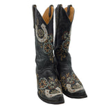 OLD GRINGO RET. $529 EMBROIDERED BOOTS BLACK WHITE 10B