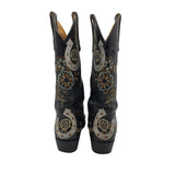 OLD GRINGO RET. $529 EMBROIDERED BOOTS BLACK WHITE 10B