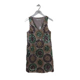 TRINA TURK SEQUIN SLEEVELESS DESIGNER DRESS GREEN BEIGE 2