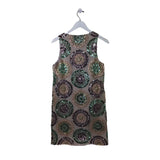 TRINA TURK SEQUIN SLEEVELESS DESIGNER DRESS GREEN BEIGE 2