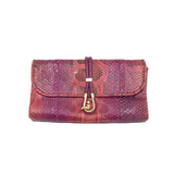 BURBERRY PYTHON PRORSUM POUCH LUXE HANDBAG PURPLE RED