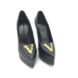 VERSACE LEATHER VIRTUS PLATFORM PUMPS LUXE SHOES BLACK 40