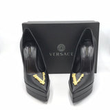 VERSACE LEATHER VIRTUS PLATFORM PUMPS LUXE SHOES BLACK 40