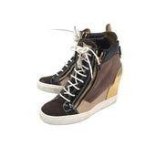 GIUSEPPE ZANOTTI WEDGE SNEAKERS DESIGNER SHOES BROWN GOLD 10
