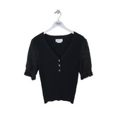 ANTHROPOLOGIE SHORT SLEEVE TOP BLACK LARGE