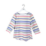 TOMMY BAHAMA NWT $128 STRIPE 3/4 TOP WHITE BLUE LARGE