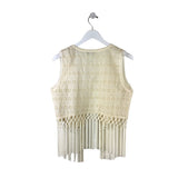 MISS ME EYELET FRINGE VEST BEIGE LARGE
