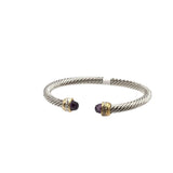 THIN CABLE PURPLE STONE BRACELET SILVER PURPLE
