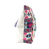 AZTEC PRINT FRINGE TOTE HANDBAG PURPLE PINK
